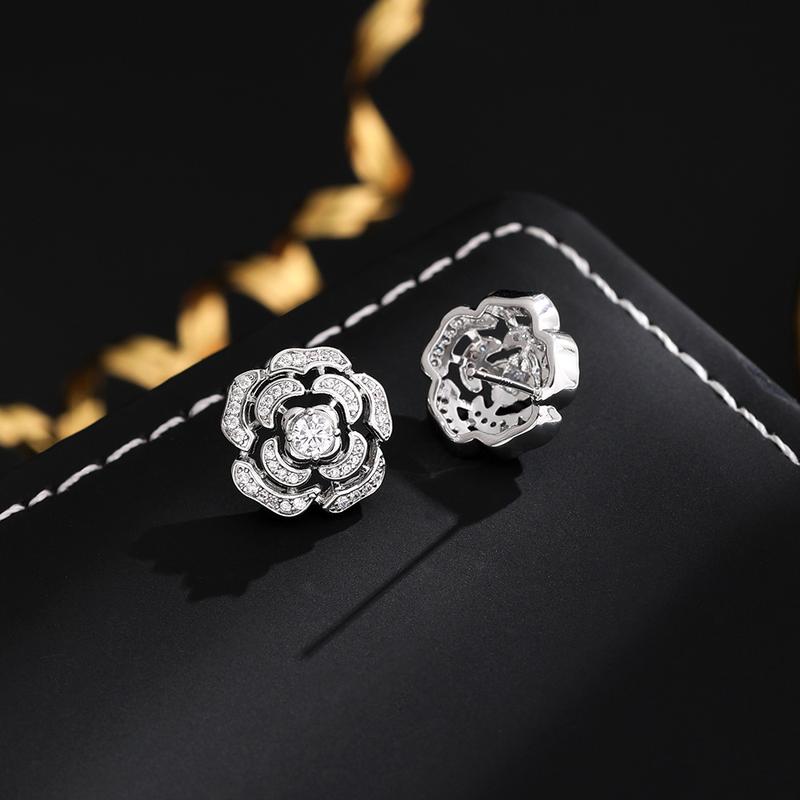 Product Introduction of 2024 Exquisite New Fashion High Quality Camellia All-Match Stud Earrings Simple Earrings 2