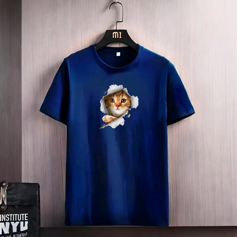 Kaos 3D Dewasa Pria Wanita Kaos Distro Kucing 3D Baju Oblong Lengan Pendek  Motif Sablon Digital Nyaman Lembut  Keren Katun Panjang 5
