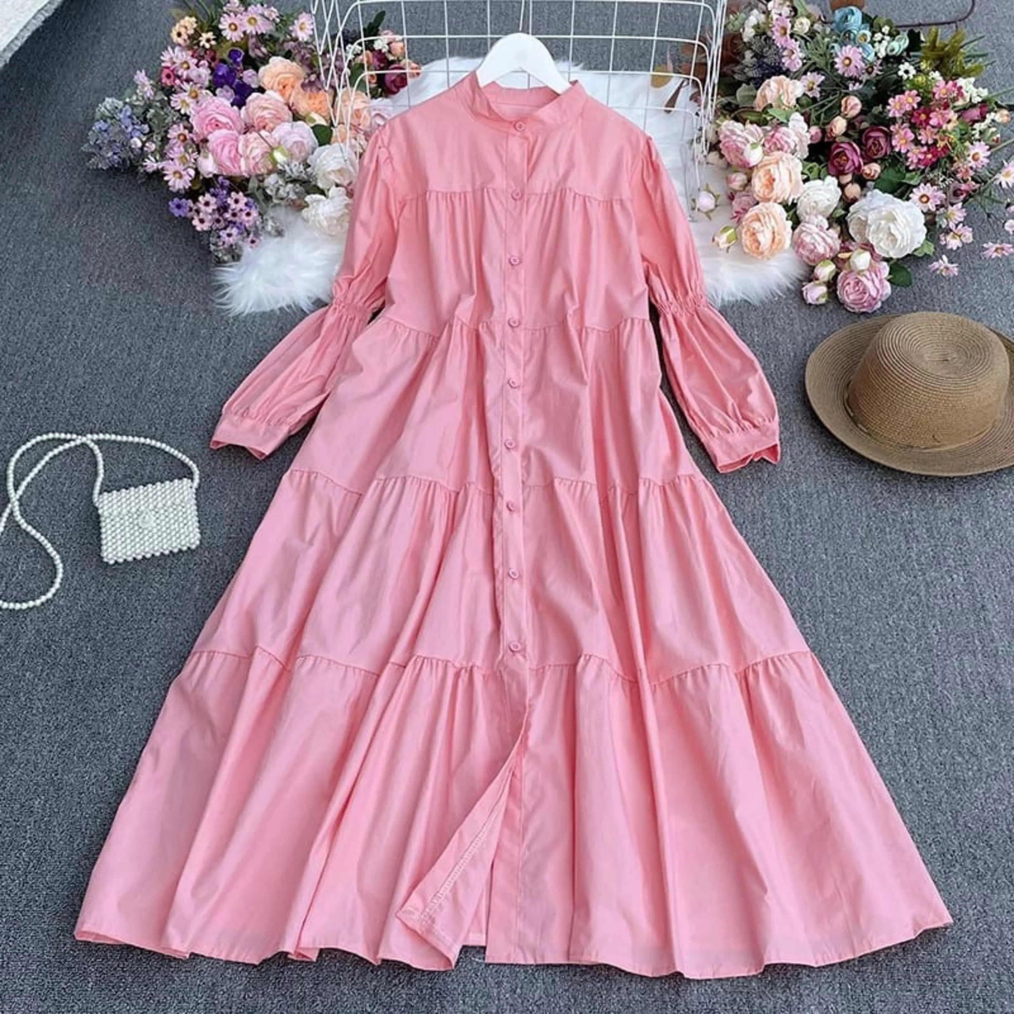 Long Maxi Dress Fashion Wanita baju casual