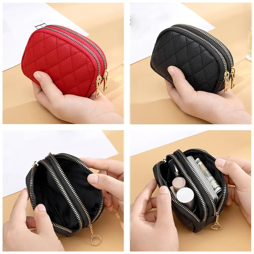 Dompet Syiling Wanita, Rekaan Berpetak, Kapasiti Syiling Berganda, Pemegang Kad Berganda, Cincin Kunci Kapasiti, Ketibaan Baru