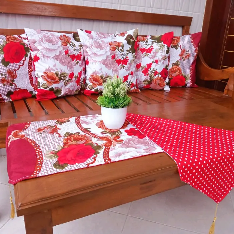 Paket 5 Sarung Bantal Sofa 1 Taplak Meja Lancip Ruang Tamu Murah