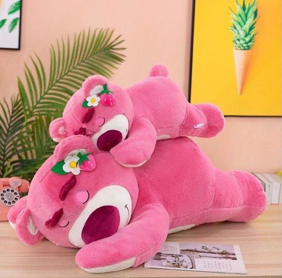 Gấu Dâu Nhồi Bông Nằm Ngủ Dễ Thương Lông Xù Hàng Cao Cấp Thú Nhồi Bông Thú Bông Phát Nhạc Đồ Chơi 5