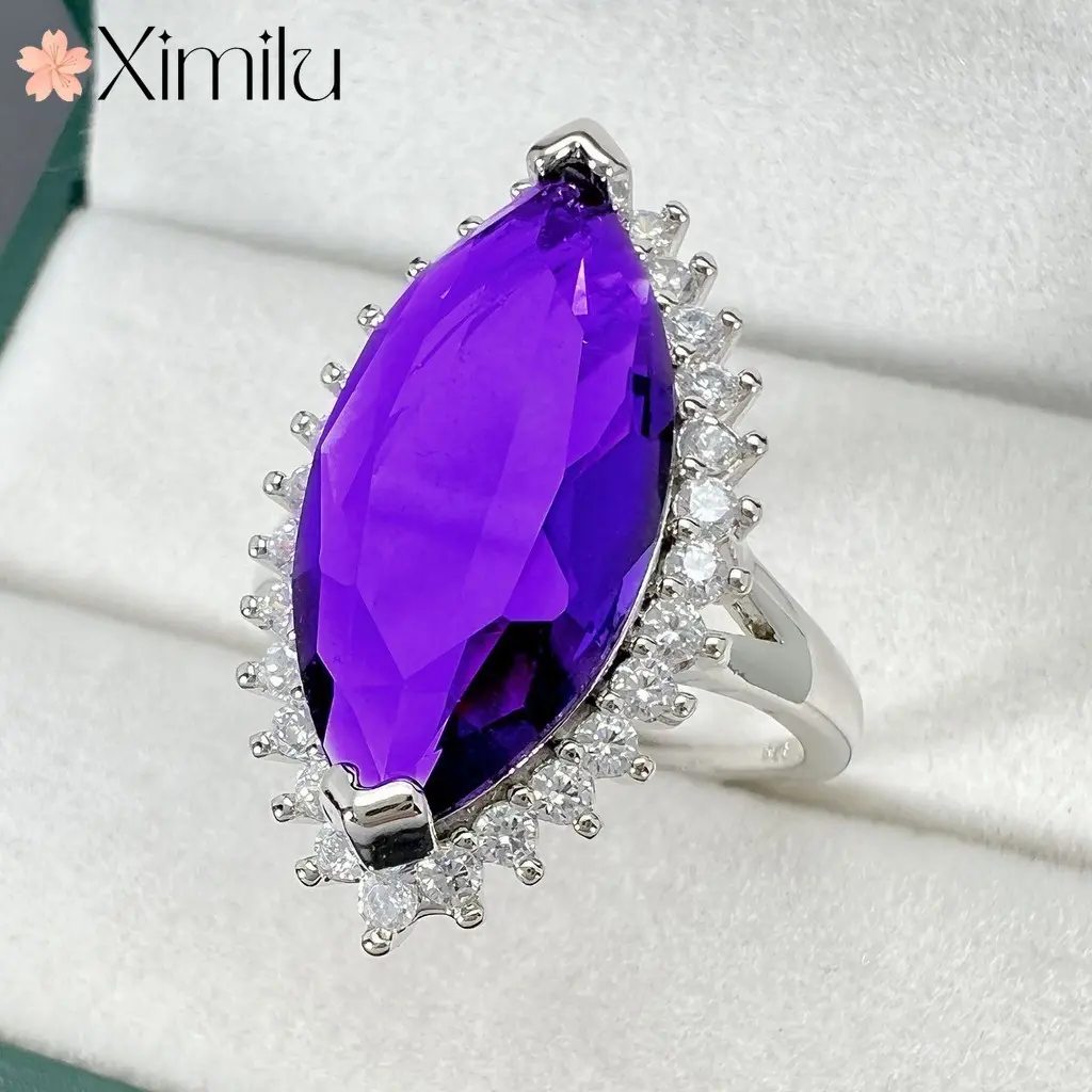 Nhẫn mắt ngựa nhiều màu dành cho phụ nữ, đồ trang sức màu tím đậm Xanh Biển dành cho phụ nữ, nhẫn cặp đôi thời trang Hàn Quốc dành cho nam giới, quà tặng lễ tình nhân dễ thương cho bạn gái, nhẫn tinh khiết Đeo Tay Pin