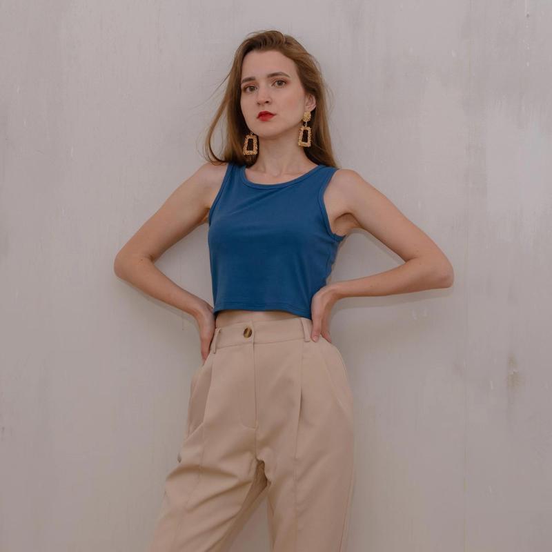 Product Introduction of Quần Áo Nữ, Phong Cách Instagram Châu Âu Và Mỹ Áo Vest Cropped Mùa Hè, Phong Cách Bm Người Nổi Tiếng Trên Internet Quốc Tế Thương, Cạp Cao, Bó Sát, Dáng Ôm, Ngắn, Không Tay, Mặc Trong Cho Nữ Top Women Trắng 16