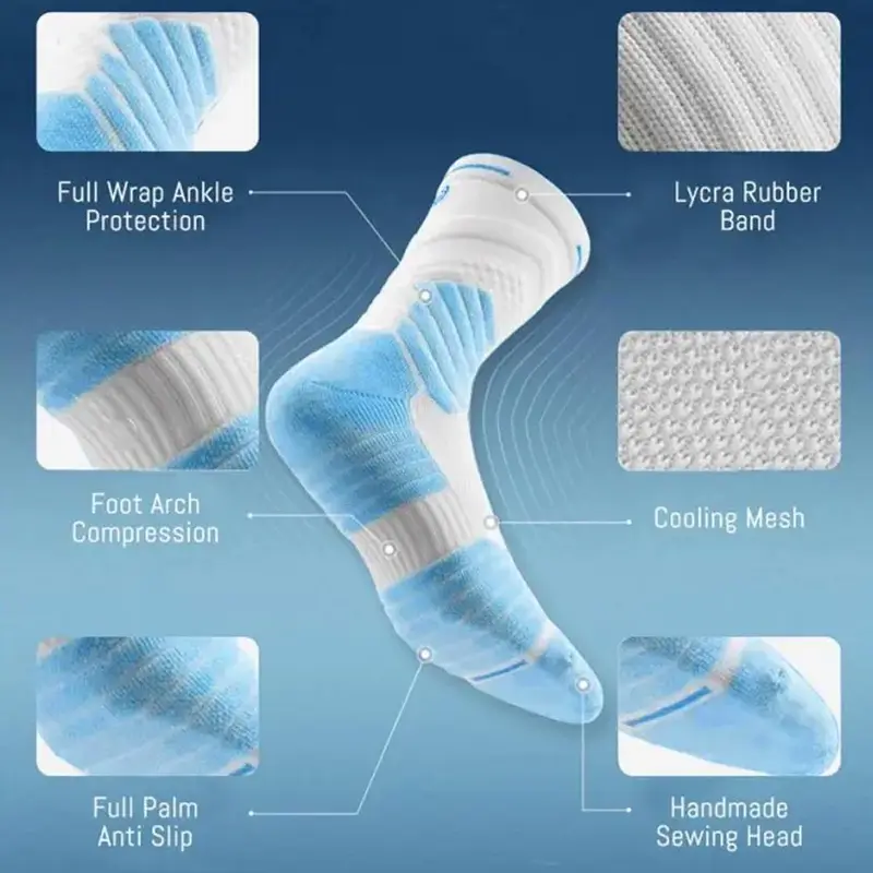 Vớ Thoáng Khí Cotton Chống Trượt, Dành Cho Nam, Thích Hợp Cho Các Môn Thể Thao Ngoài Trời Như Chạy, Bóng Rổ Và Bóng Đá, Vớ Thể Thao 4