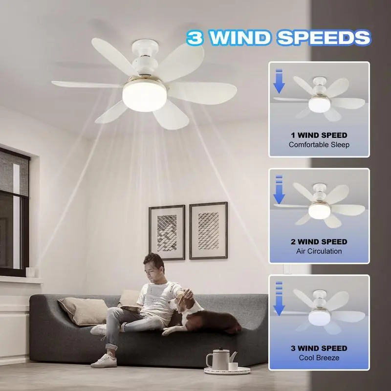 40W E27 Base Ceiling Fan Light, Dimmable Ceiling Fans Light with Remote Control, Energy-saving Ceiling Fan Light for Home Bedroom Kitchen, Modern 2