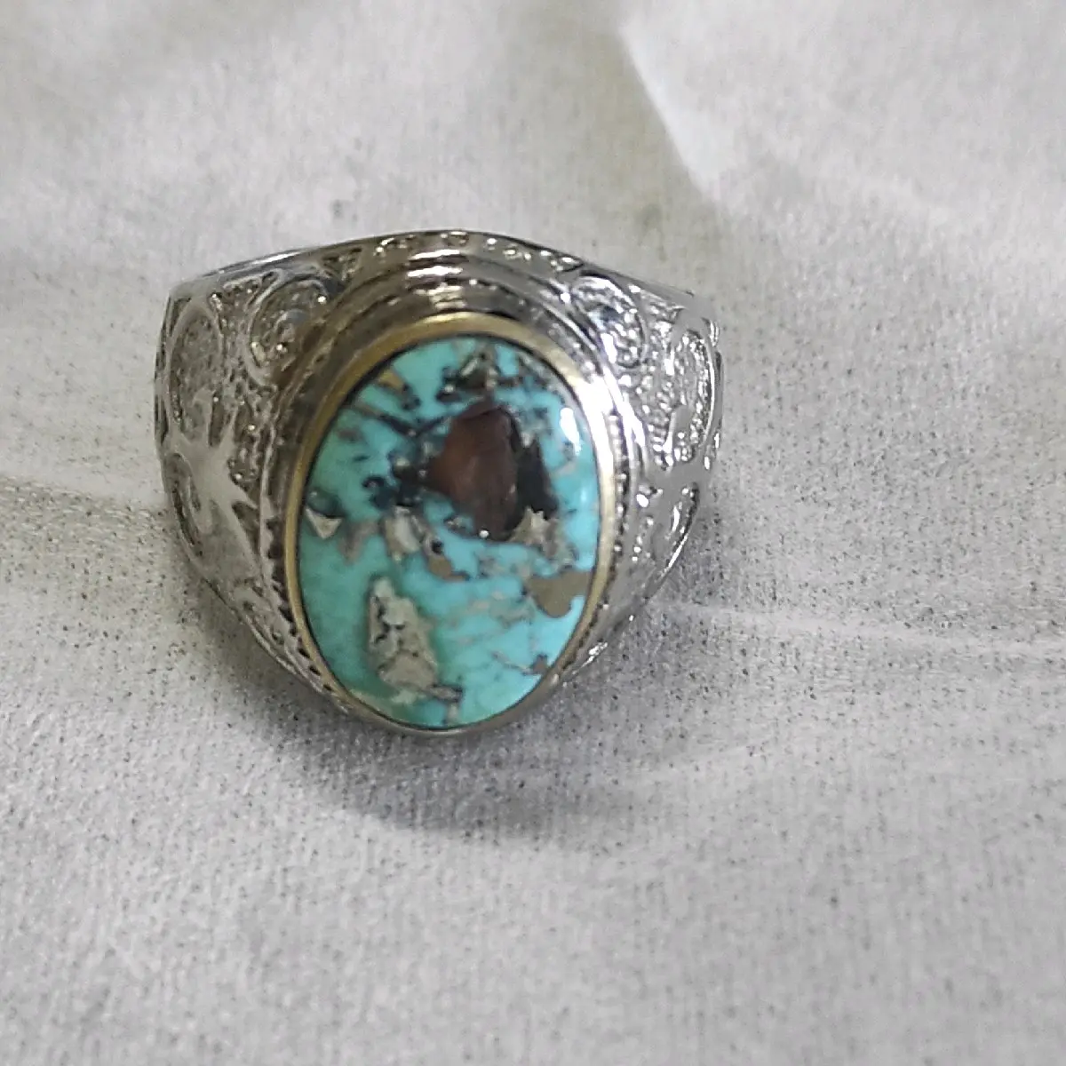 Cincin Pirus Turquoise Persia Harian Sukses Ulang tahun Keterlibatan