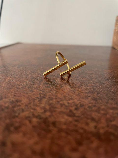 'Gemini' by Fox. Faux gold geometric ring. Unisex. 0