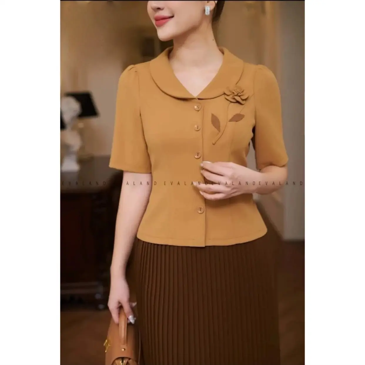 ÁO KIỂU TAY LỬNG ĐÍNH HOA FROM VỪA VẶN ĐỦ SIZE
