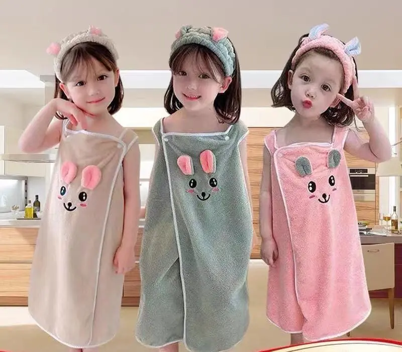Baju Handuk Anak Motif Kuping 60x120 bahan Microfiber Lembut Baju Handuk Kimono Anak Import
