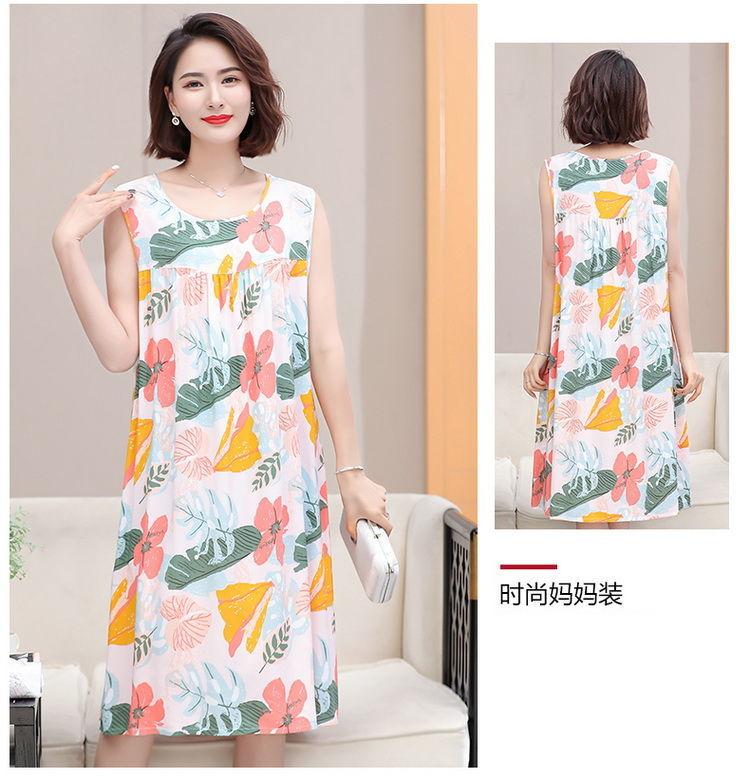 Product Introduction of Baju Tidur Wanita Musim Panas Pertengahan Umur dan Warga Emas Kapas Sutera ditambah Saiz Tanpa Lengan Pakaian Rumah Ibu Memakai Fesyen Longgar Set Piyama Setengah Panjang 21