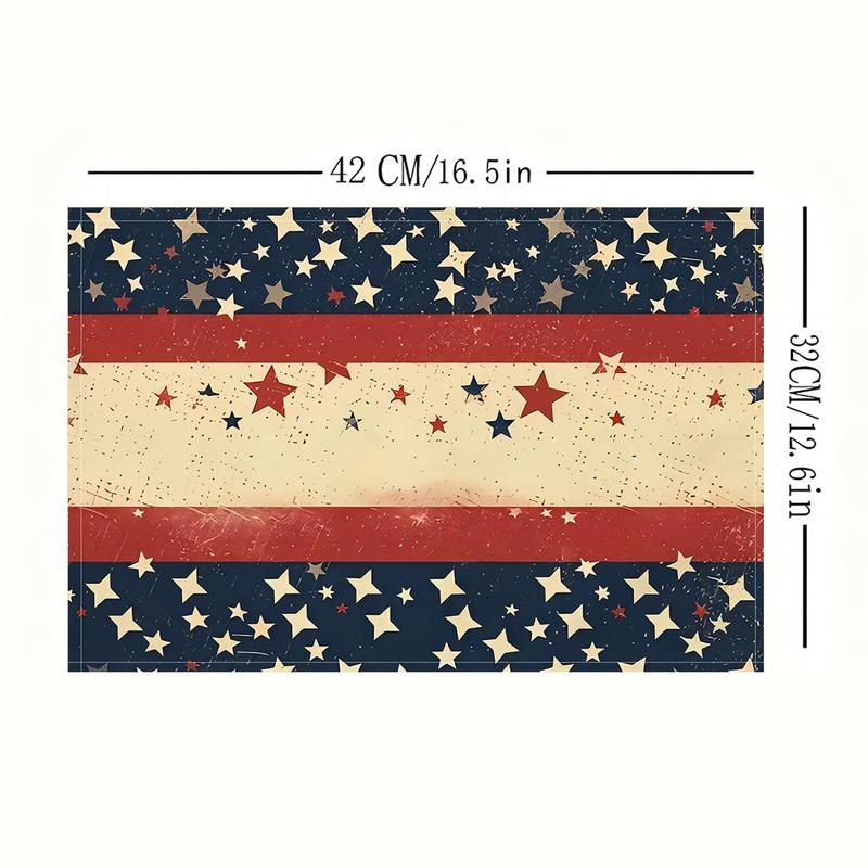 Starry Pattern Placemat, 1/4/6/8/12pcs American Flag Themed Placemat, Decorative Placemat for Home Kitchen Dining Table, Coasters 1
