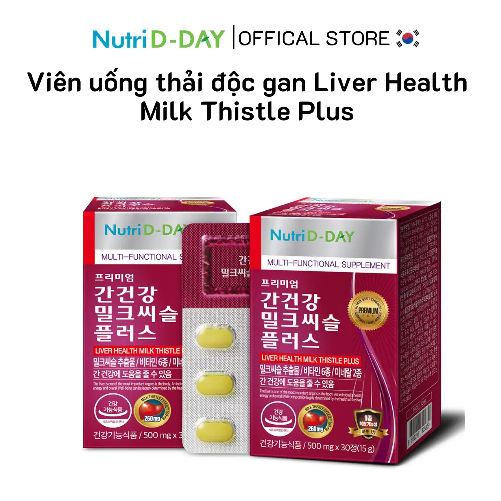 Viên uống thải độc gan Nutri D-Day Liver Health Milk Thistle Plus cây kế sữa