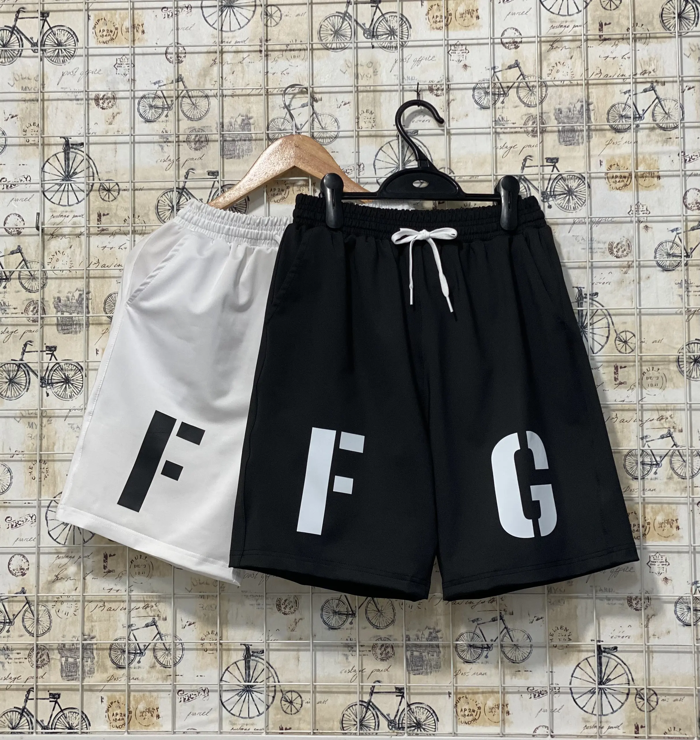 Quần Thun Chất < F . G > Phong Cách- Nam Menswear Thông thường Đen baggy  clothes short quần  đùi  nam  boy  phố