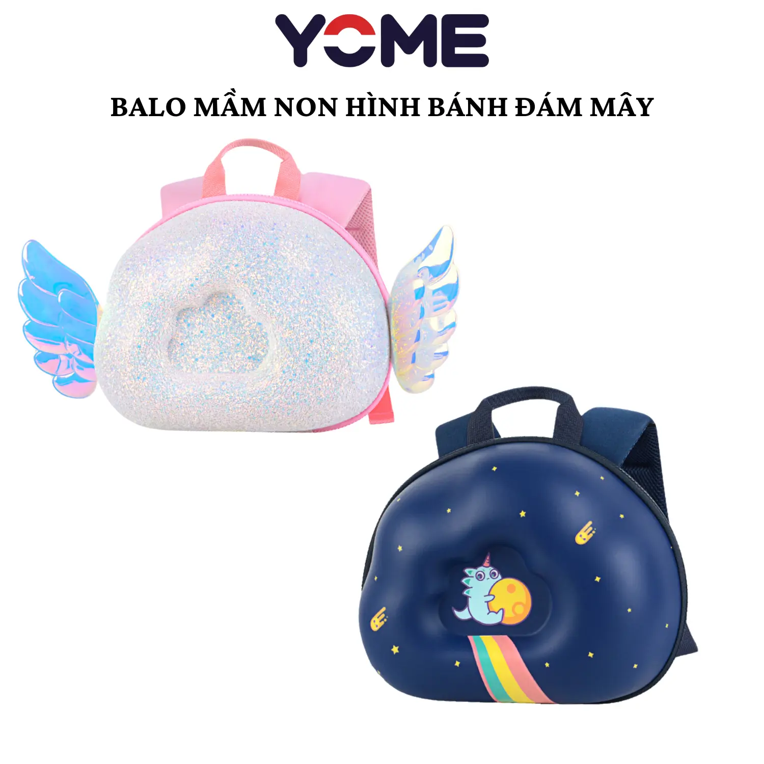 Balo YOME mẫu giáo hình đám mây cho bé trai bé gái chống nước cao cấp