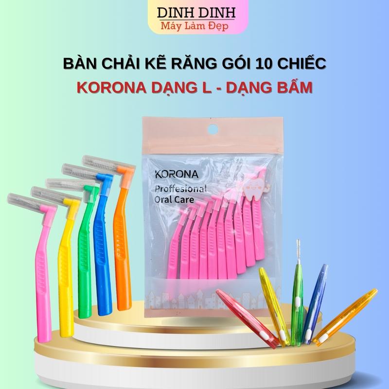  Bàn chải kẽ răng Korona  Gói 10 chiếc  bàn chải niềng răng bàn chải kẽ chữ L và chữ I - Dinh Dinh 