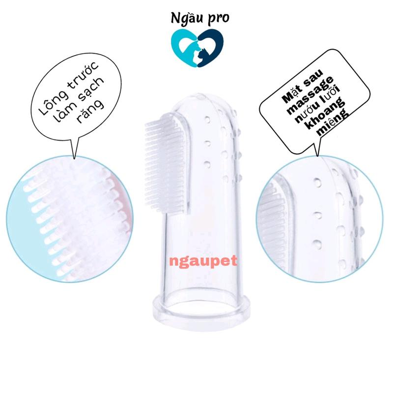 Bàn chải đánh răng cho chó mèo mềm xỏ ngón tay bằng silicon kèm hộp xịn xò Ngaupet 2