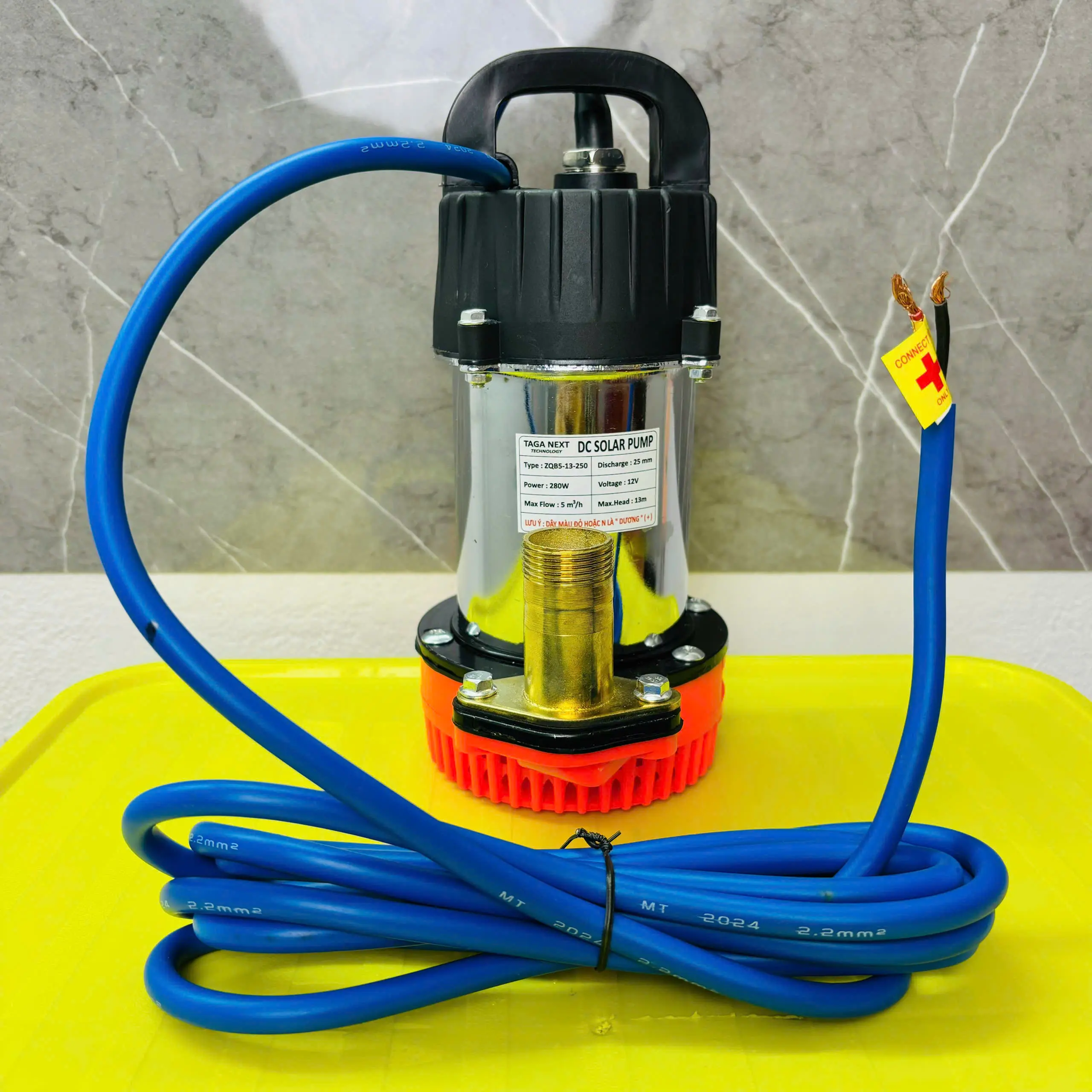 BƠM CHÌM TAGANEXT 280W HÀNG CHÍNH HÃNG, ĐIỆN ÁP DC 12V, DÂY ĐỒNG, CÁNH INOX, 5M3/H, ĐẨY TỐI ĐA 13M, ỐNG XẢ 25MM, BẢO HÀNH 6 THÁNG - SHOPPIN'S maybom nuoc