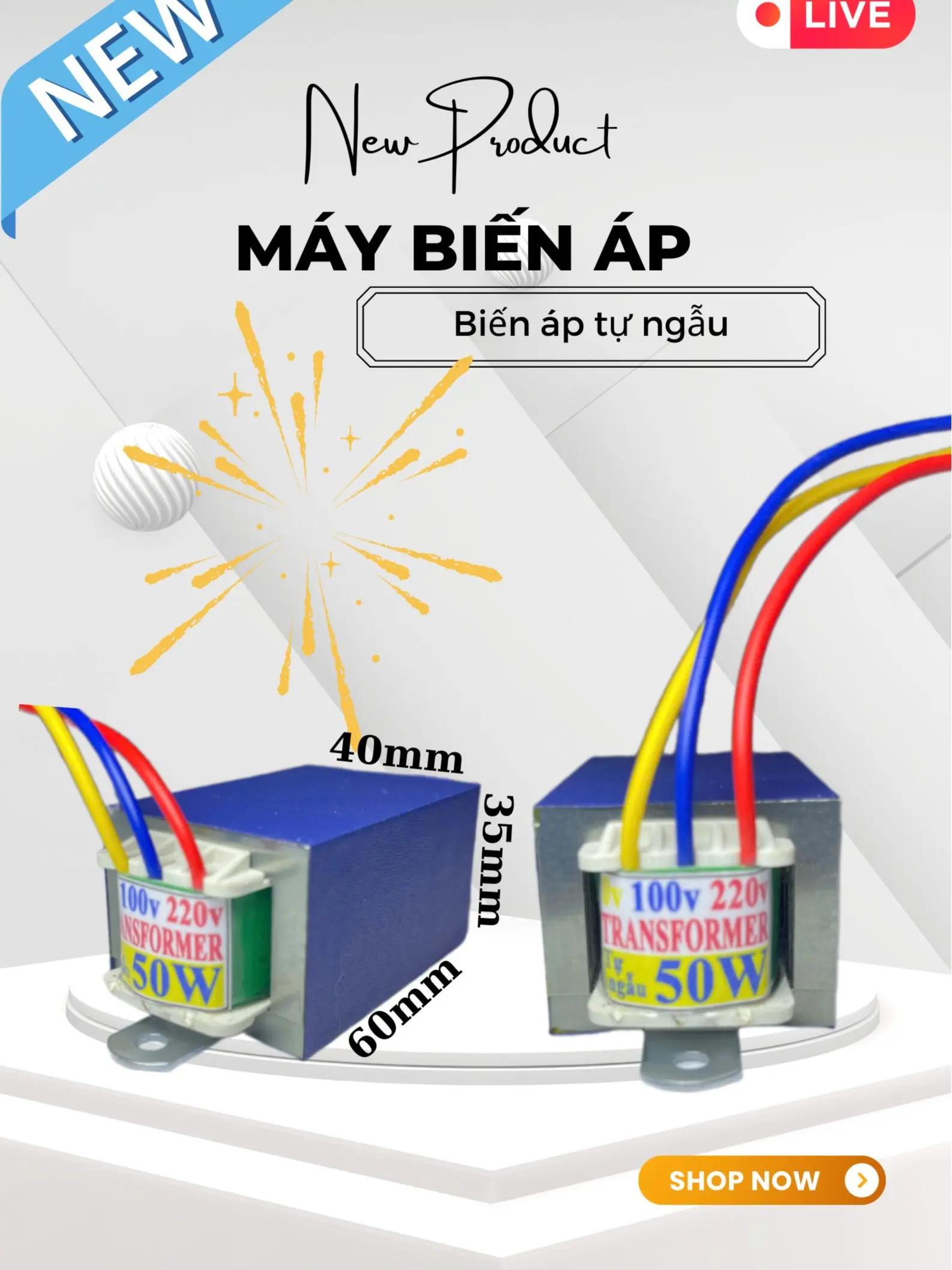 biến áp nguồn 50w, 220v ra 100/110VAC, chuyên dùng cho hàng nội địa Nhật, Mỹ