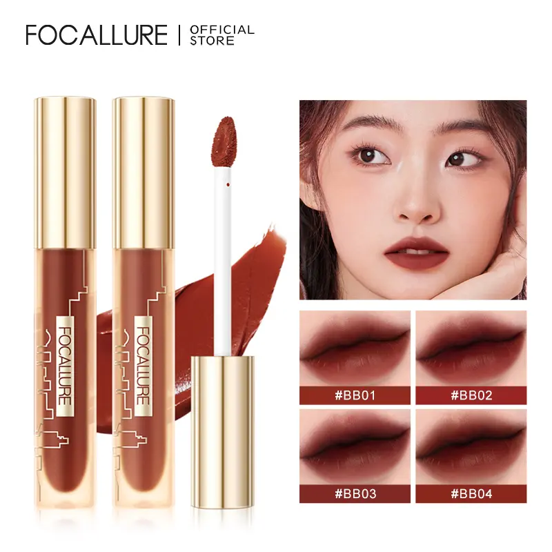 Son Kem Nhung, FOCALLURE, Lâu Trôi, Không Thấm Nước, Lớp Hoàn Thiện Lì Dễ Lên Màu, Không Phai Màu, Son Bóng, Dành Cho Phụ Nữ, Mỹ Phẩm Son Môi Trang Điểm Cosmetic Women