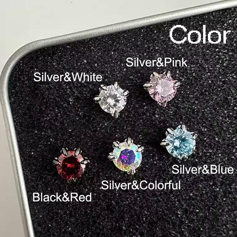 Bông Tai Đinh Tán Hình Móng Vuốt Rồng Nhiều Màu Pha Lê Kim Cương Cá Tính Dành Cho Phụ Nữ Và Nam Giới Trang Sức Thời Trang Bông Tai Màu Bạc Và Đen