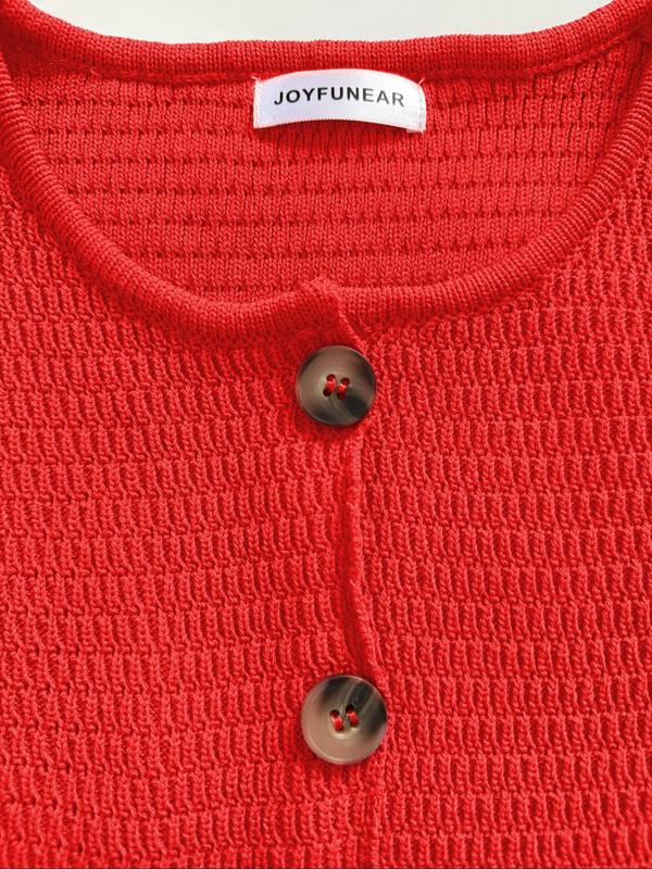 Women's Plain Button Pocket Vest Jacket, Casual Sleeveless Round Neck Knit Top for Summer, Ladies Clothes for Daily Wear 7