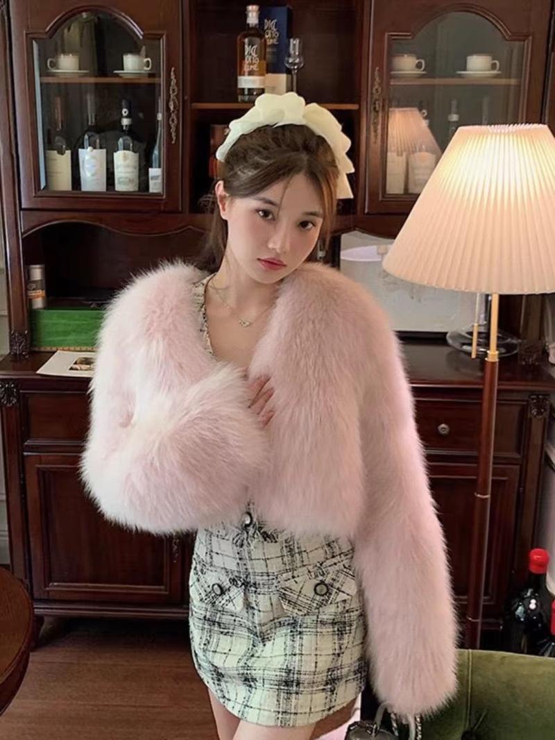 Product Introduction of Autumn and Winter New Imitation Fox Fur Young Furry Coat Fur Short Women's All-Match Top Thickened Winter Womenswear Jackets Comfort Outerwear Longsleeve Basic Minimalist 2