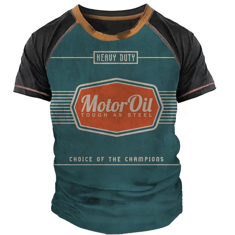 Product Introduction of 2568 Men's Vintage T-Shirt 3d Castrol Short Sleeve Tops Oil Fashion Men's Motorcycle T-Shirt Plus Size T-Shirt 4