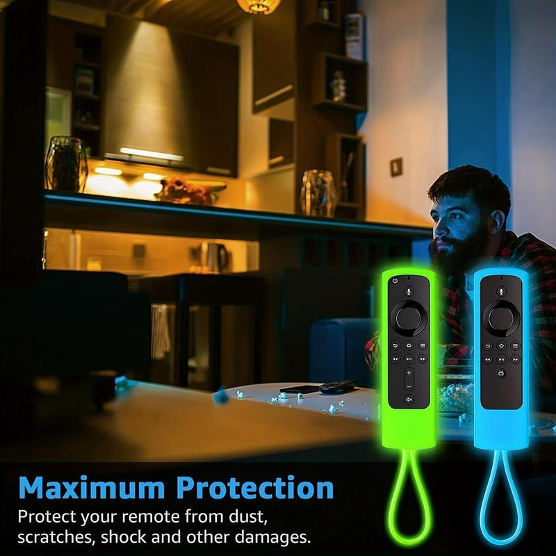 Luminous Silicone Remote Control Cover, 1 Count Glow in The Dark Remote Control Case with Lanyard, Dustproof Cover for Fire TV Stick 4K Lite Cube Controller 7