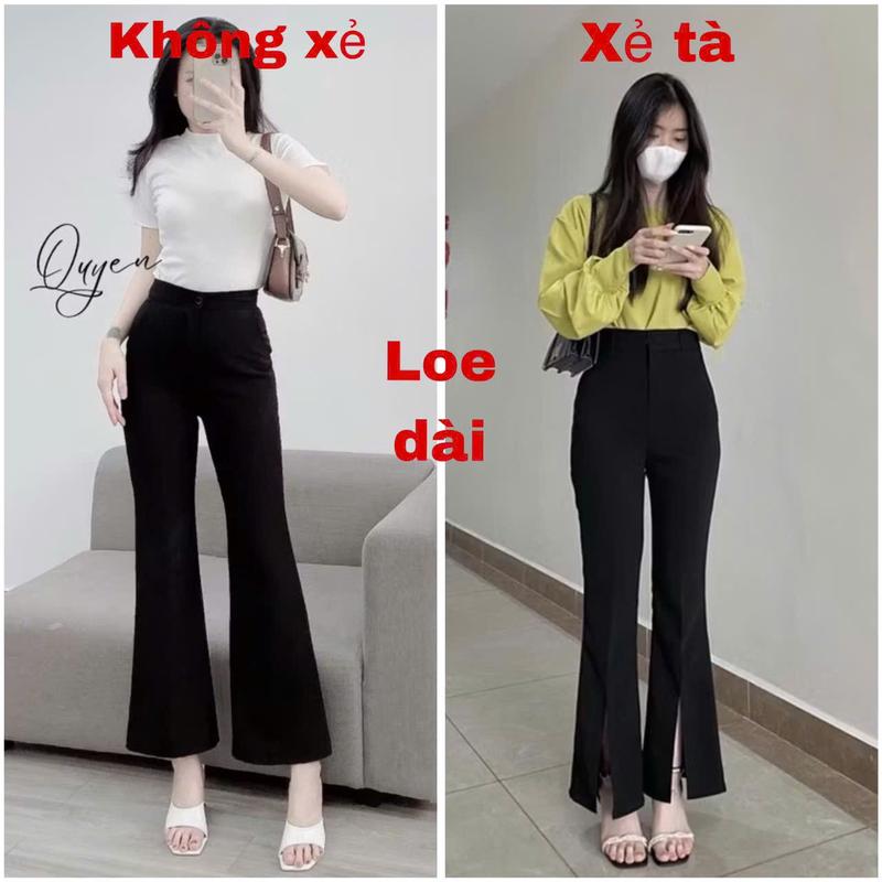 {Loe dài 102cm} Quần nữ quần ống loe dài xẻ tà & không xẻ tà lưng cao chất Umi hàn co giãn có bigsize Pants women ong