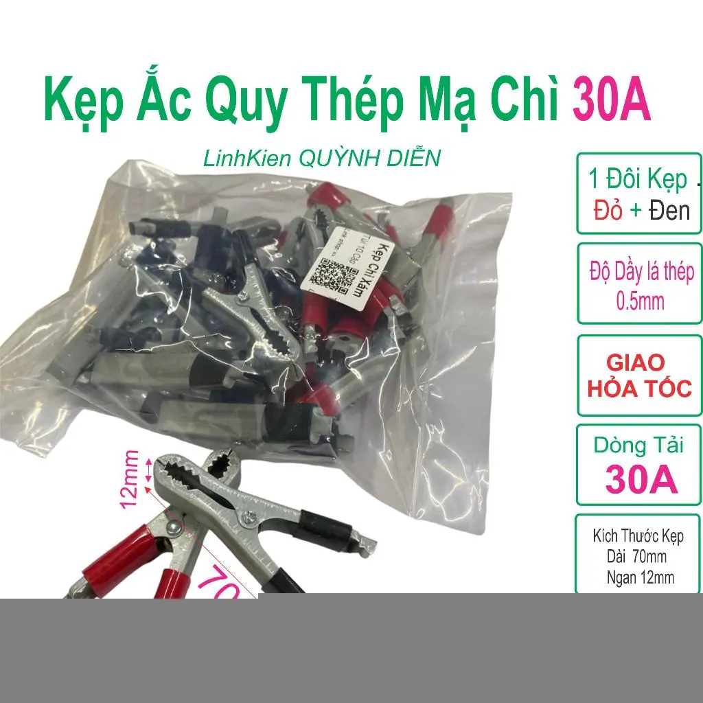 Kẹp Bình ắc quy có bao kẹp chì xám tốt loại 1 (túi 10 cặp) - LinhKien HD