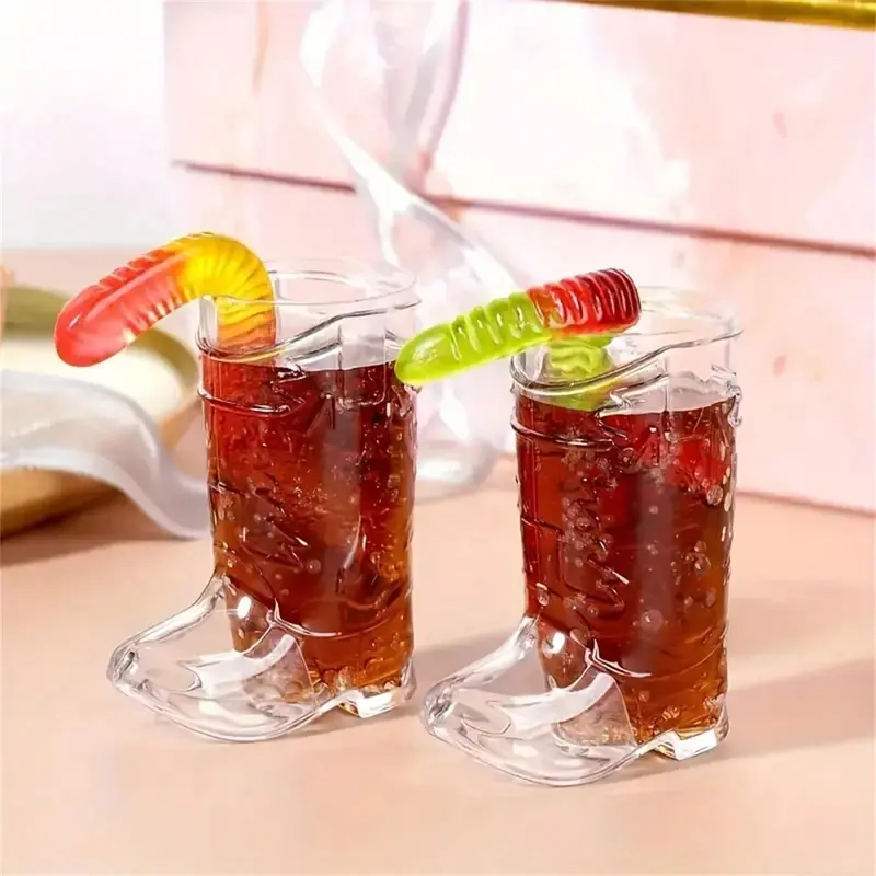 #KUP 5/10/20pcs Transparent Mini Cowboy Boot Shot Glasses - Reusable Western Mugs For Cool Party Decor, Perfect For Birthday & Theme Parties 4