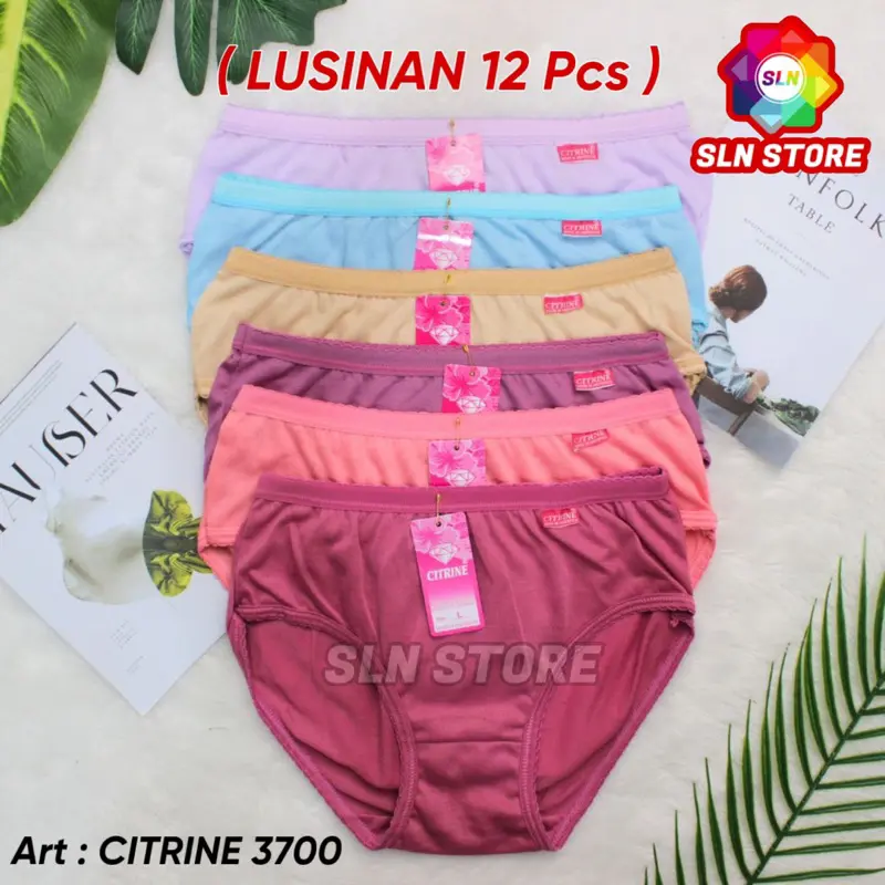 ( 12 Pcs ) CELANA DALAM WANITA CITRINE CD PEREMPUAN MURAH KARET ELASTIS GROSIR LUSINAN Nyaman Lembut 2