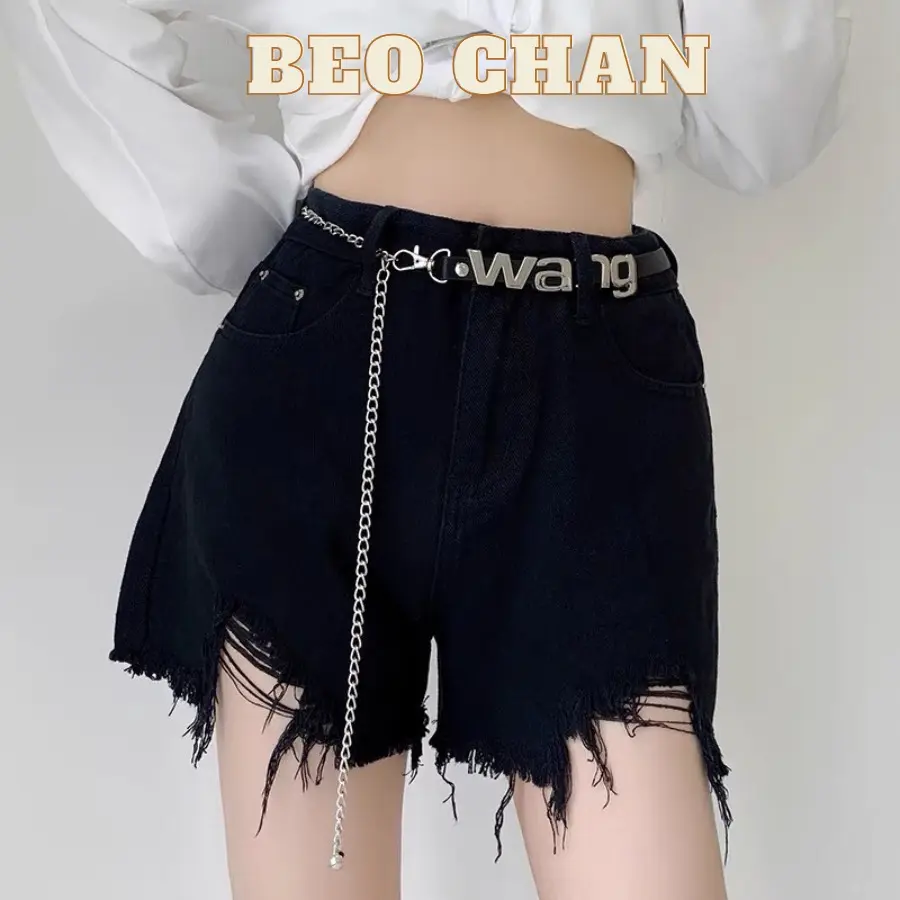 Đai váy Thắt lưng da dây mix xích phối da chữ WANG DV26 dây nịt sang chảnh hàng cao cấp trendy cá tính - Beo Chan