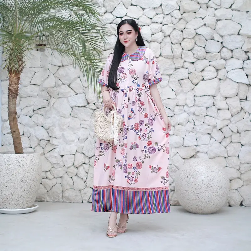 [Djuragan Daster] DRESS BUNGA RANTING LD 110cm By ALESHA BATIK Rayon busui Cantik Casual regular gaun kasual 1