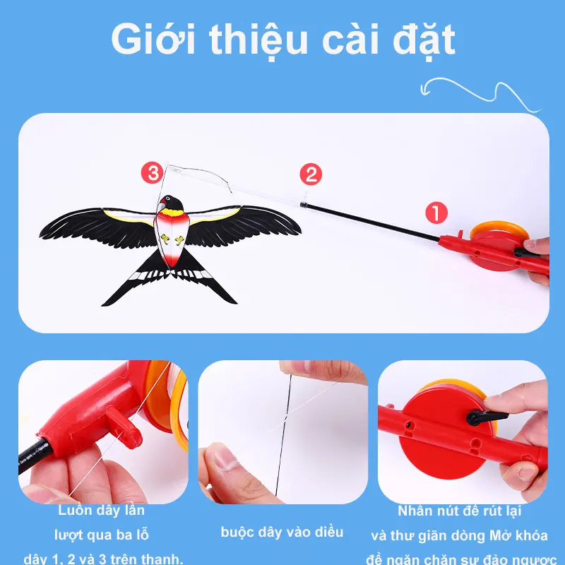 Đồ Chơi Diều Trẻ Em, Thiết Kế Hình Chim Đại Bàng Hoạt Hình, Có Cần Câu, Thích Hợp Cho Các Hoạt Động Ngoài Trời, Đồ Chơi Trẻ Em 5