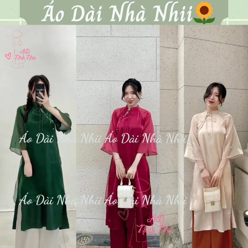Áo Dài cách tân tay cánh tiên dự tiệc vải voan