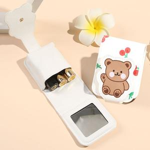 Bags Beg Sampul Gincu Beruang  dengan Cermin  Beg Mini  untuk Kanak-kanak Perempuan  Mudah Alih  Beg Sentuh Perjalanan  Beg Simpanan Mekap  Kualiti Premium