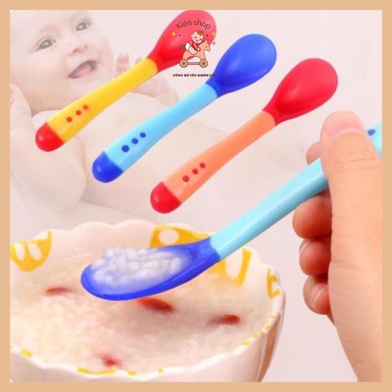 Thìa Silicon Báo Nóng An Toàn Cho Bé, Muỗng Silicon Mềm Cho Bé Ăn Dặm Giúp Bé Ăn Ngoan, Ngon Miệng