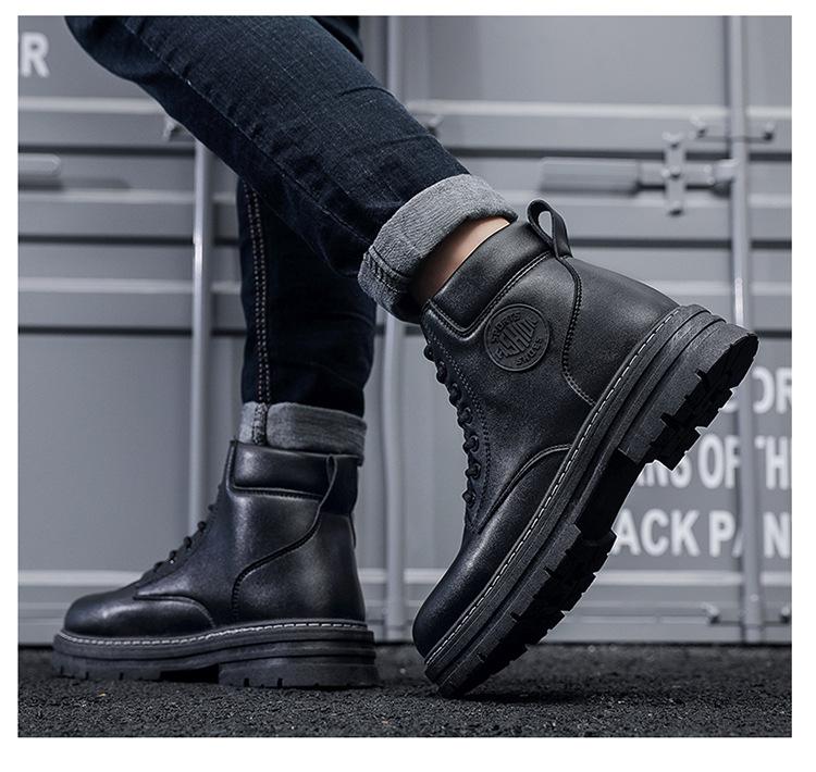 Product Introduction of Men's Korean Style Genuine Leather Big Toe Boots PU Versatile Trendy Boots Wear-resistant Non-slip Travel Worry-free 16