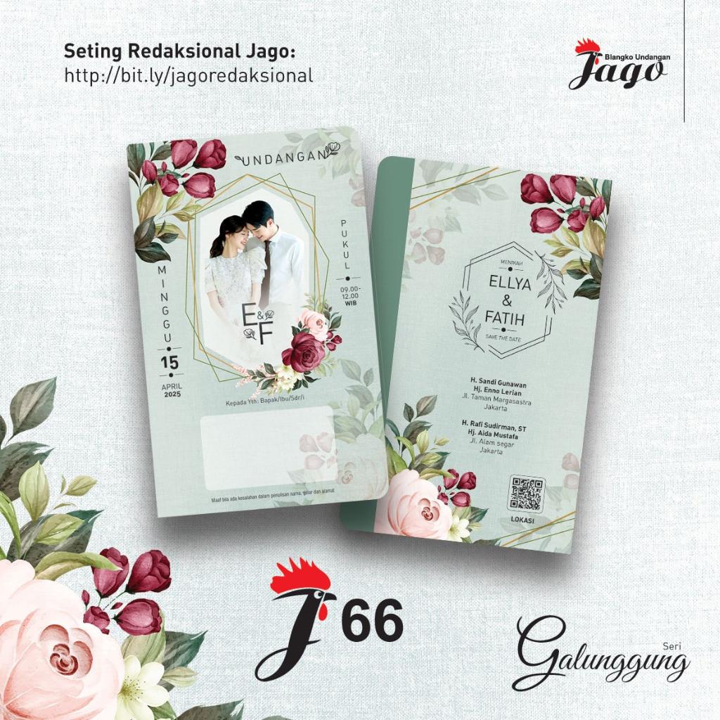 Undangan Pernikahan JAGO 66 Elegan Modern Paket Lengkap 100 PCS Gratis Label & Plastik - JanjiKita | Default