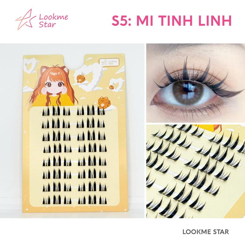 (100k/6 hộp)-Lông Mi Giả KHÔNG sẵn keo Lookme Star (tặng nhíp + keo/ đơn 6 hộp mi) Mi Cong C, Sợi Mi Mảnh Có Thể Tái Sử Dụng