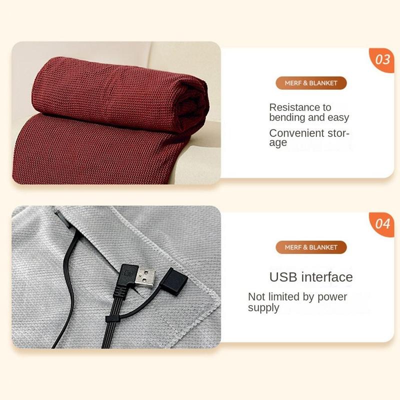 Product Introduction of Durable Wearable USB Electric Heated Blanket Washable Portable Heating Lap Blanket 3 Heating Levels Warm Shawl Office 12