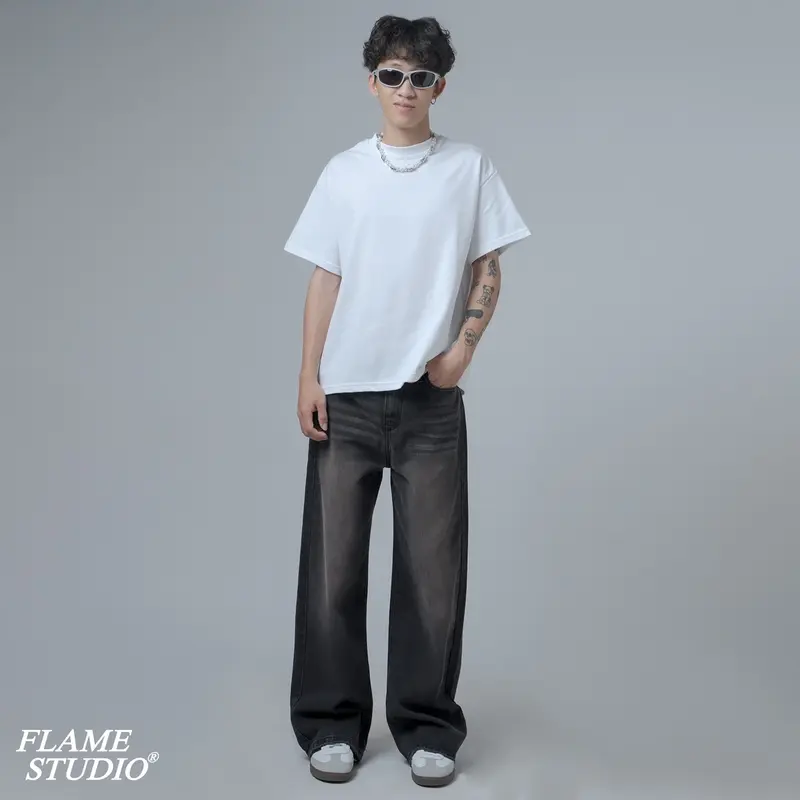 “ BLACK FADE “ BAGGY DENIM - Quần Baggy Nam Màu Đen Bạc Menswear jeans  suong 1