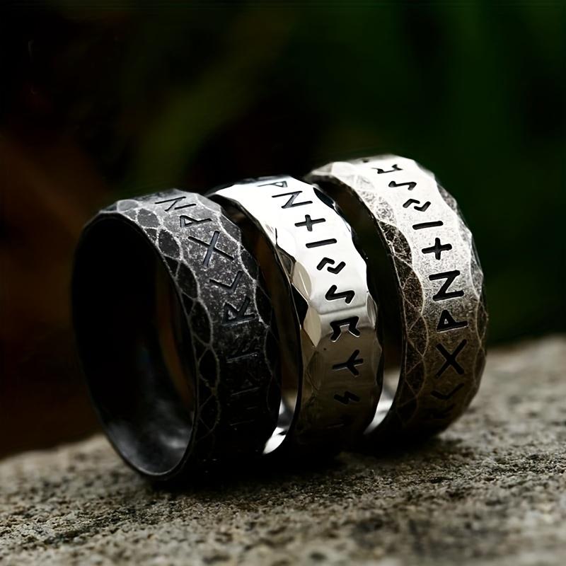Vintage Odin Norse Viking Amulet Rune Rings for Men Fashion Stainless ...