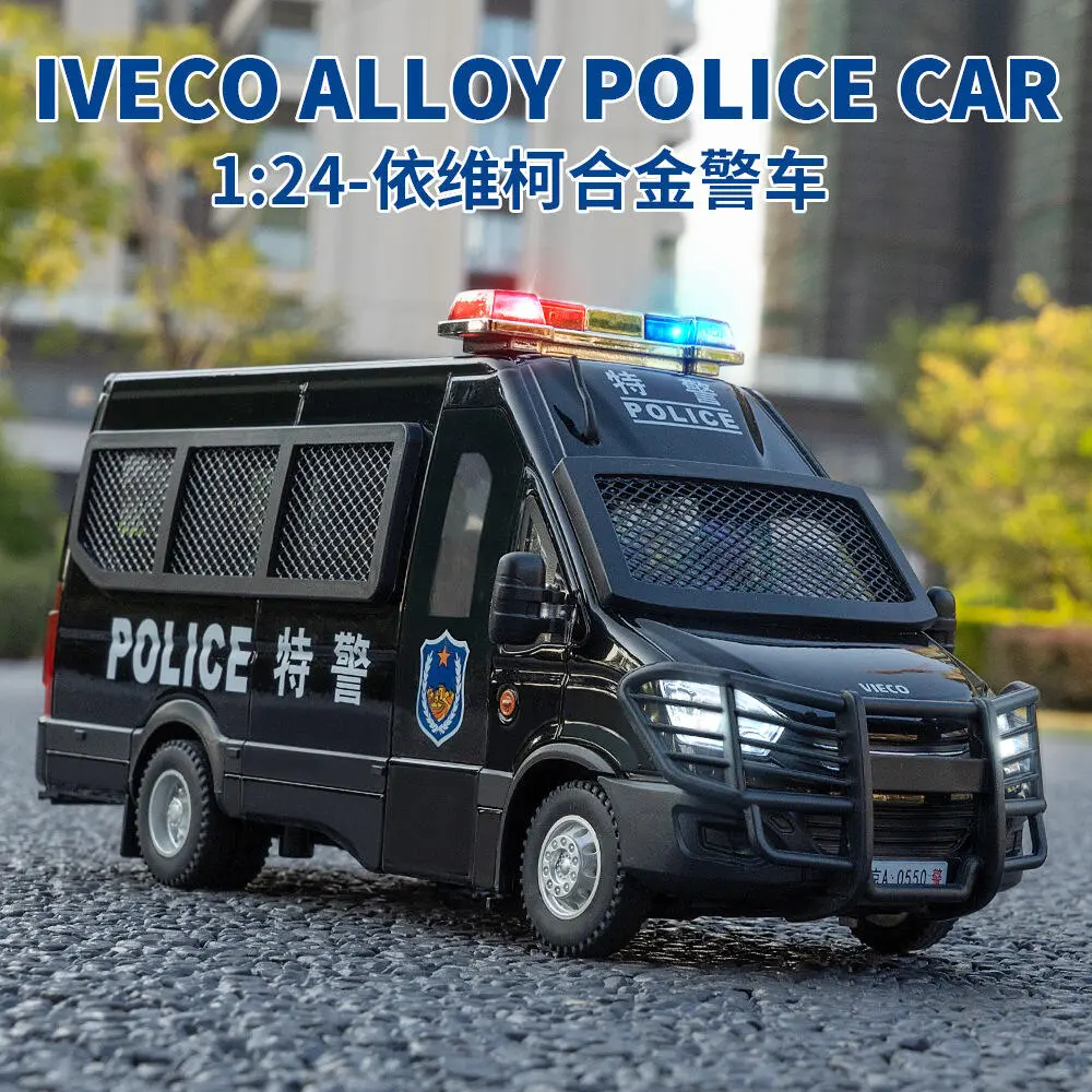 1 24 VIECO police High Simulation Diecast Metal Alloy Model car Sound Light Pull Back Collection Kids Toy Gifts C506