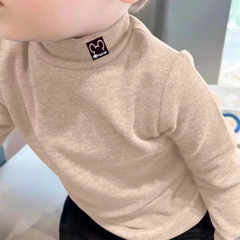Áo Lớp Nền Cho Bé Trai Và Bé Gái, Dralon Hai Mặt, Hai Mảnh / Một Mảnh, Ấm Áp Và Dày Dặn, Dài Tay, Cao Cổ, Thích Hợp Cho Mùa Thu Và Mùa Đông, Phong Cách Hàn Quốc, Áo Phông