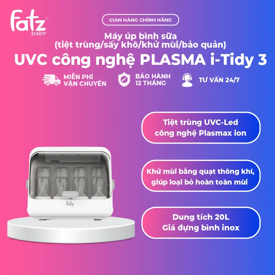[ FATZ BABY ] - Máy úp bình sữa (tiệt trùng/sấy khô/khử mùi/bảo quản) UVC công nghệ PLASMA i-Tidy 3 – FB4602HB