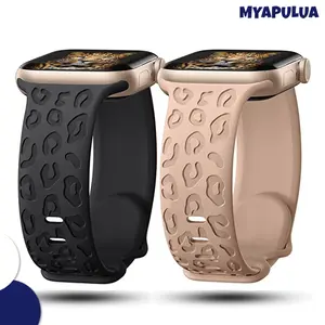 Rubber Tali Silicone Strap For iWatch 49 mm 45mm 46mm 44mm 42mm 41mm 40mm 38 mm Print Soft Sport Engraved Band Women Silicone Flower Printed Band For Apple Watch Series 10 9 8 7 6 1 2 3 4 5 SE Ultra T500 T500+ T500+pro S20 CW HW HW22 W26