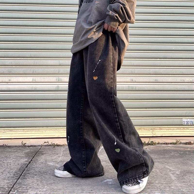 [CÓ BIG SIZE+ẢNH THẬT] HEARTFALL JEAN- Quần bò jeans ống rộng oversize thêu hình trái tim form rộng hiphop siêu chất có big size 6
